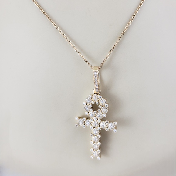 14 Karat Yellow Gold and Diamond Ankh Cross Pendant #21254 - Picture 8 of 8